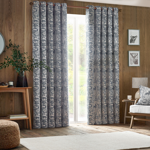 Winter Woods Eyelet, Midnight - Ready Made Curtains - Image 3